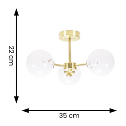 ValueLights India White 3 Way Confetti Glass Flush LED Ceiling Light - Size: 22 x 35 x 35cm - Gold - Wilko - thumbnail 6