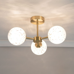 ValueLights India White 3 Way Confetti Glass Flush LED Ceiling Light - Size: 22 x 35 x 35cm - Gold - Wilko - thumbnail 3