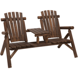 Outsunny Carbonised Brown Wooden Companion Seat - Size: 2 Seater - Wilko - thumbnail 3
