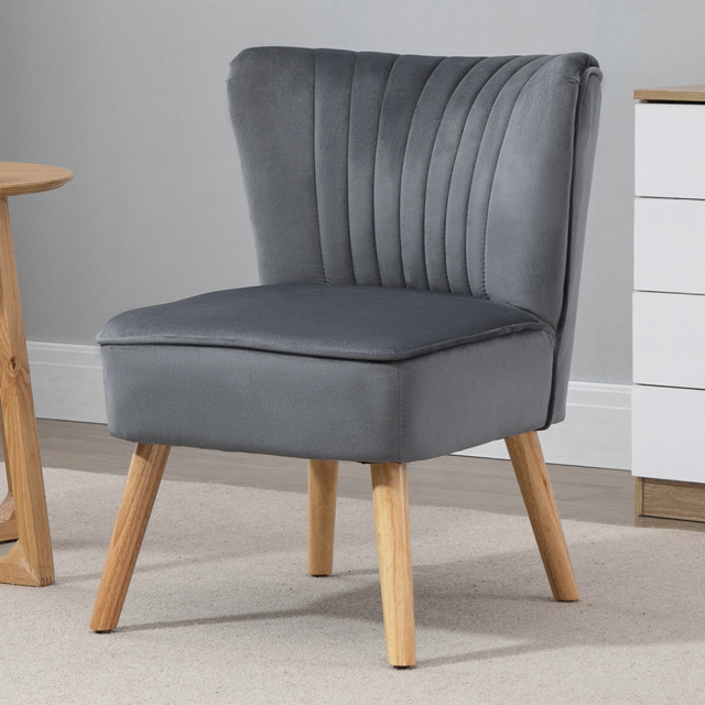 Portland Grey Velvet Accent Chair - Size: Single - Wilko - image 1
