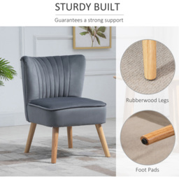 Portland Grey Velvet Accent Chair - Size: Single - Wilko - thumbnail 5