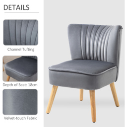 Portland Grey Velvet Accent Chair - Size: Single - Wilko - thumbnail 6