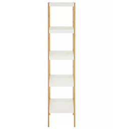 Premier Housewares Nostra 5 Shelf White and Natural Bookshelf - Multi - Interiors by Premier - Wilko - thumbnail 4