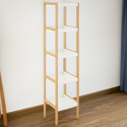 Premier Housewares Nostra 5 Shelf White and Natural Bookshelf - Multi - Interiors by Premier - Wilko