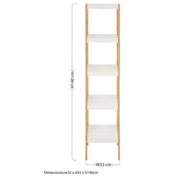 Premier Housewares Nostra 5 Shelf White and Natural Bookshelf - Multi - Interiors by Premier - Wilko - thumbnail 6