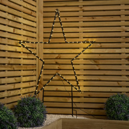 Samuel Alexander 136 Warm White LED Dewdrop Metal Christmas Star with Stake - Size: 90 x 90 x 1cm - Black - Wilko - thumbnail 4
