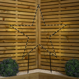 Samuel Alexander 136 Warm White LED Dewdrop Metal Christmas Star with Stake - Size: 90 x 90 x 1cm - Black - Wilko