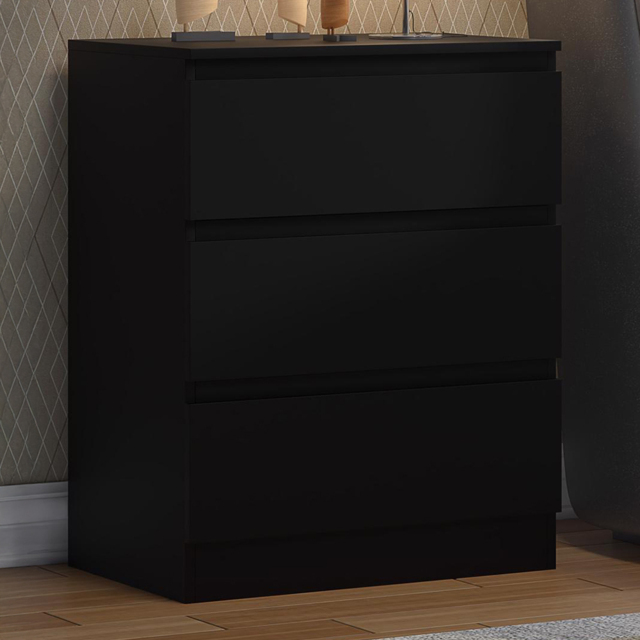 FWStyle Carlton 3 Drawer Matt Black Chest of Drawers - Wilko - image 1