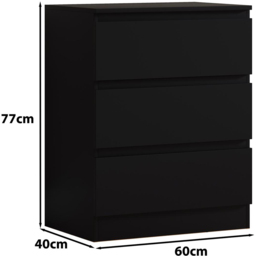 FWStyle Carlton 3 Drawer Matt Black Chest of Drawers - Wilko - thumbnail 7