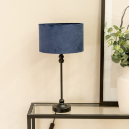 ValueLights Maggie Navy Blue Velvet and Black Drum Shade Candlestick LED Table Lamp - Size: 50 x 25 x 25cm - Wilko - thumbnail 4