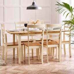 Furniturebox Salisbury Walton 6 Seater Extending Dining Set Cream - Wilko - thumbnail 1