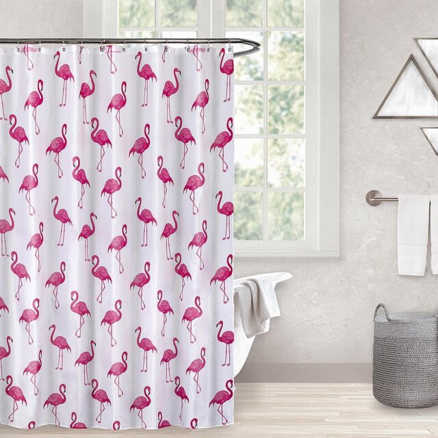 Aura Bathroom Flamingo Shower Curtain 180 x 180cm - Wilko - image 1
