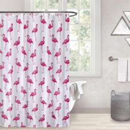 Aura Bathroom Flamingo Shower Curtain 180 x 180cm - Wilko - thumbnail 1