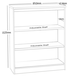 R White Cabinets 3 Shelf Grey Nebraska Mid Height Bookcase - Wilko - thumbnail 6