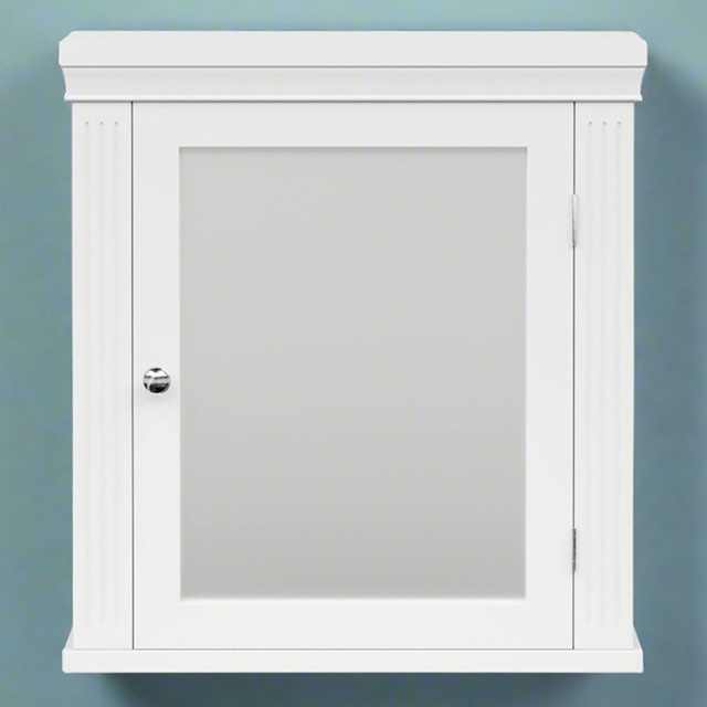 Teamson Home Single Door White Wooden Removable Mirrored Medicine Cabinet with Crown Moulded Top - Size: 50.8 x 14.0 x 47.0cm - Wilko - image 1