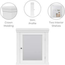 Teamson Home Single Door White Wooden Removable Mirrored Medicine Cabinet with Crown Moulded Top - Size: 50.8 x 14.0 x 47.0cm - Wilko - thumbnail 7