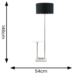 ValueLights Tavel Chrome LED Floor Lamp Table with Black and Chrome Lamp Shade - Size: 146 x 54 x 35cm - Silver - Wilko - thumbnail 5