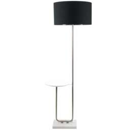 ValueLights Tavel Chrome LED Floor Lamp Table with Black and Chrome Lamp Shade - Size: 146 x 54 x 35cm - Silver - Wilko - thumbnail 1
