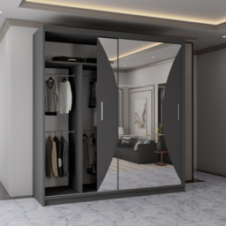 Sliding Wardrobes 4U California 2 Door Grey Wide Curved Mirrored Wardrobe 203cm - Wilko - thumbnail 6
