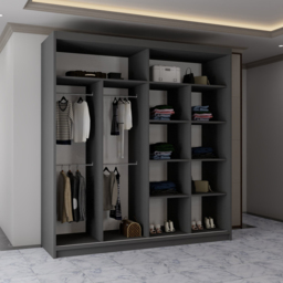 Sliding Wardrobes 4U California 2 Door Grey Wide Curved Mirrored Wardrobe 203cm - Wilko - thumbnail 5