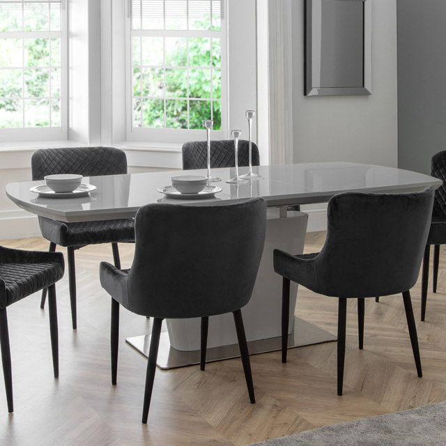 Julian Bowen Como 6 Seater High Gloss Extending Dining Table Grey - Wilko - image 1