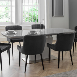 Julian Bowen Como 6 Seater High Gloss Extending Dining Table Grey - Wilko