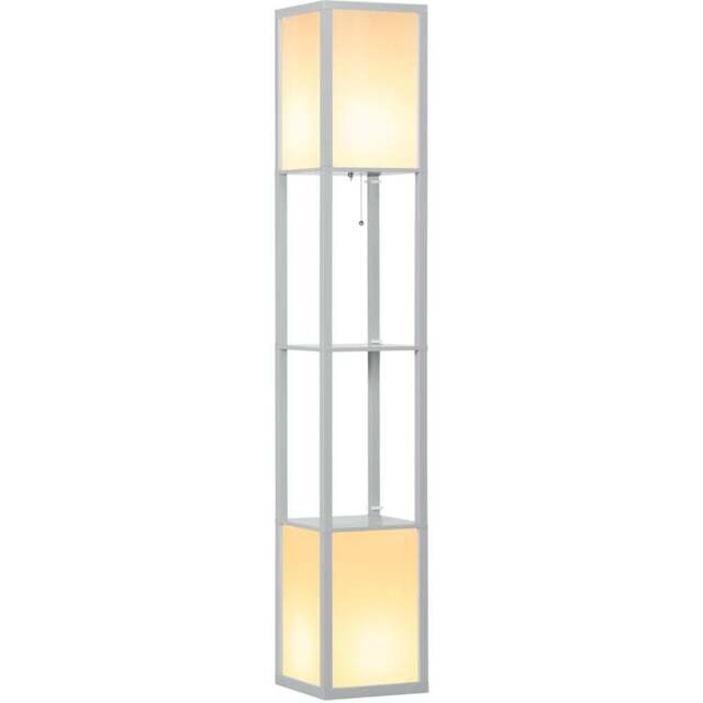 Portland 2 Shelf Grey Floor Lamp with Dual Ambient Light - Size: 26 x 26 x 156cm - Wilko - image 1