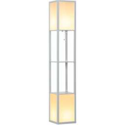 Portland 2 Shelf Grey Floor Lamp with Dual Ambient Light - Size: 26 x 26 x 156cm - Wilko