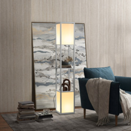 Portland 2 Shelf Grey Floor Lamp with Dual Ambient Light - Size: 26 x 26 x 156cm - Wilko - thumbnail 3