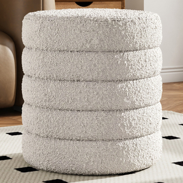 Living and Home Cream Upholstered Tufted Round Storage Ottoman - Size: 49 x 45 x 45cm - Wilko - image 1