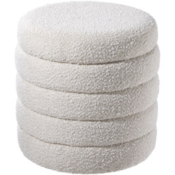 Living and Home Cream Upholstered Tufted Round Storage Ottoman - Size: 49 x 45 x 45cm - Wilko - thumbnail 3