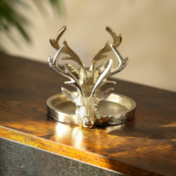 Marco Paul Silver Double Head Reindeer Candle Holder - Size: 22 x 12.5 x 11.5cm - Wilko - thumbnail 3