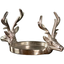 Marco Paul Silver Double Head Reindeer Candle Holder - Size: 22 x 12.5 x 11.5cm - Wilko - thumbnail 1