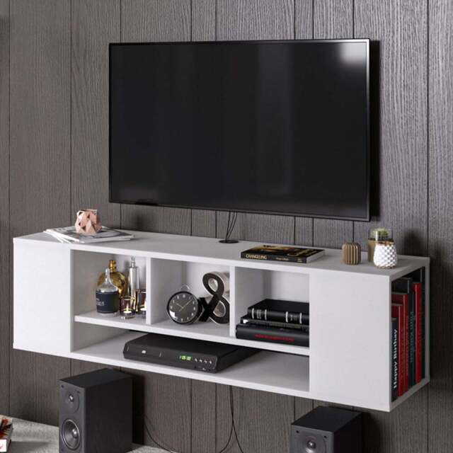 Decorotika Paldi 6 Shelf White Floating TV Unit - Size: 38.8 x 135 x 35.2cm - Wilko - image 1