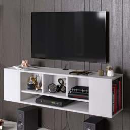 Decorotika Paldi 6 Shelf White Floating TV Unit - Size: 38.8 x 135 x 35.2cm - Wilko - thumbnail 1