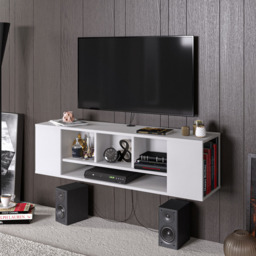 Decorotika Paldi 6 Shelf White Floating TV Unit - Size: 38.8 x 135 x 35.2cm - Wilko - thumbnail 7