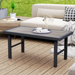 Outsunny Grey Wood Effect Garden Coffee Table - Size: 46 x 53 x 100cm - Wilko - thumbnail 1