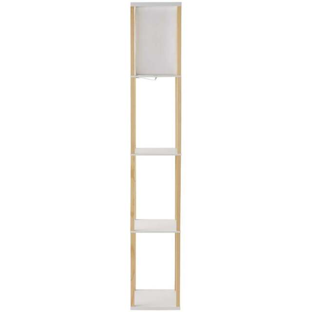 ValueLights Struttura 3 Shelf Fabric Shade Oak Shelving Unit Floor Lamp - Size: 159 x 26 x 26cm - Brown - Wilko - image 1