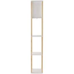 ValueLights Struttura 3 Shelf Fabric Shade Oak Shelving Unit Floor Lamp - Size: 159 x 26 x 26cm - Brown - Wilko