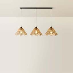 ValueLights Vine Rattan Flower Shade 3 Drop Matte Black Diner LED Ceiling Pendant Light - Size: 126 x 106 x 32cm - Wilko - thumbnail 6