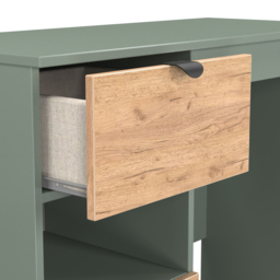 Crowndale Bora 2 Drawer Single Shelf Gold Oak and Reed Green Vanity - Size: 39 x 95 x 80cm - Wilko - thumbnail 6