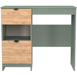 Crowndale Bora 2 Drawer Single Shelf Gold Oak and Reed Green Vanity - Size: 39 x 95 x 80cm - Wilko - thumbnail 3