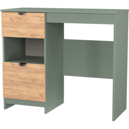 Crowndale Bora 2 Drawer Single Shelf Gold Oak and Reed Green Vanity - Size: 39 x 95 x 80cm - Wilko - thumbnail 5