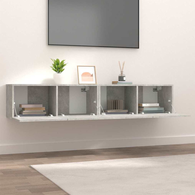 vidaXL 2 Door Concrete Grey TV Cabinet Set of 2 - Size: 30 x 80 x 30cm - Wilko - image 1