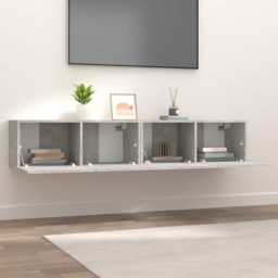 vidaXL 2 Door Concrete Grey TV Cabinet Set of 2 - Size: 30 x 80 x 30cm - Wilko - thumbnail 1