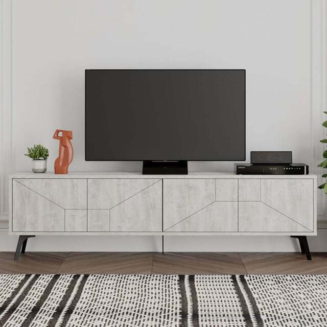 Decortie Dune 4 Door Ancient White TV Unit - Size: 50.0  x 180.0  x 29.6 cm - Wilko - image 1