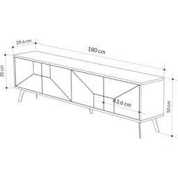 Decortie Dune 4 Door Ancient White TV Unit - Size: 50.0  x 180.0  x 29.6 cm - Wilko - thumbnail 7