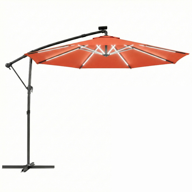 Outsunny Orange Garden Cantilever Parasol with Solar Light 3m - Wilko - image 1