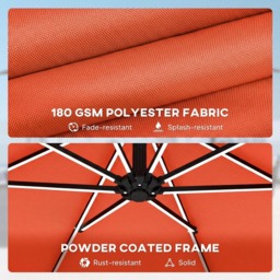 Outsunny Orange Garden Cantilever Parasol with Solar Light 3m - Wilko - thumbnail 5