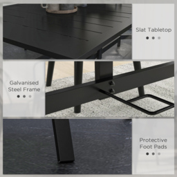 Outsunny 6 Seater Rectangle Garden Dining Table with Parasol Hole Black - Wilko - thumbnail 7